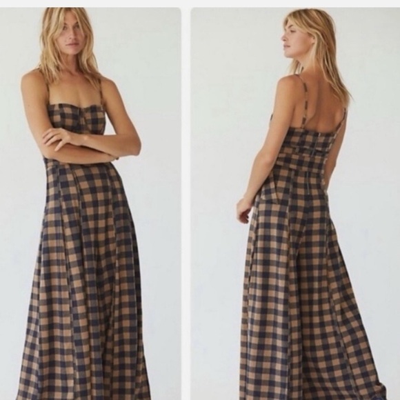 Free People Dresses & Skirts - FREE PEOPLE Hold Me Tight Jumpsuit Black/Brown/Tan Wide Leg Boho